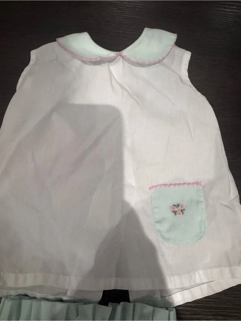 Classic White & Mint Baby Diaper Cover Set with Peter Pan Collar